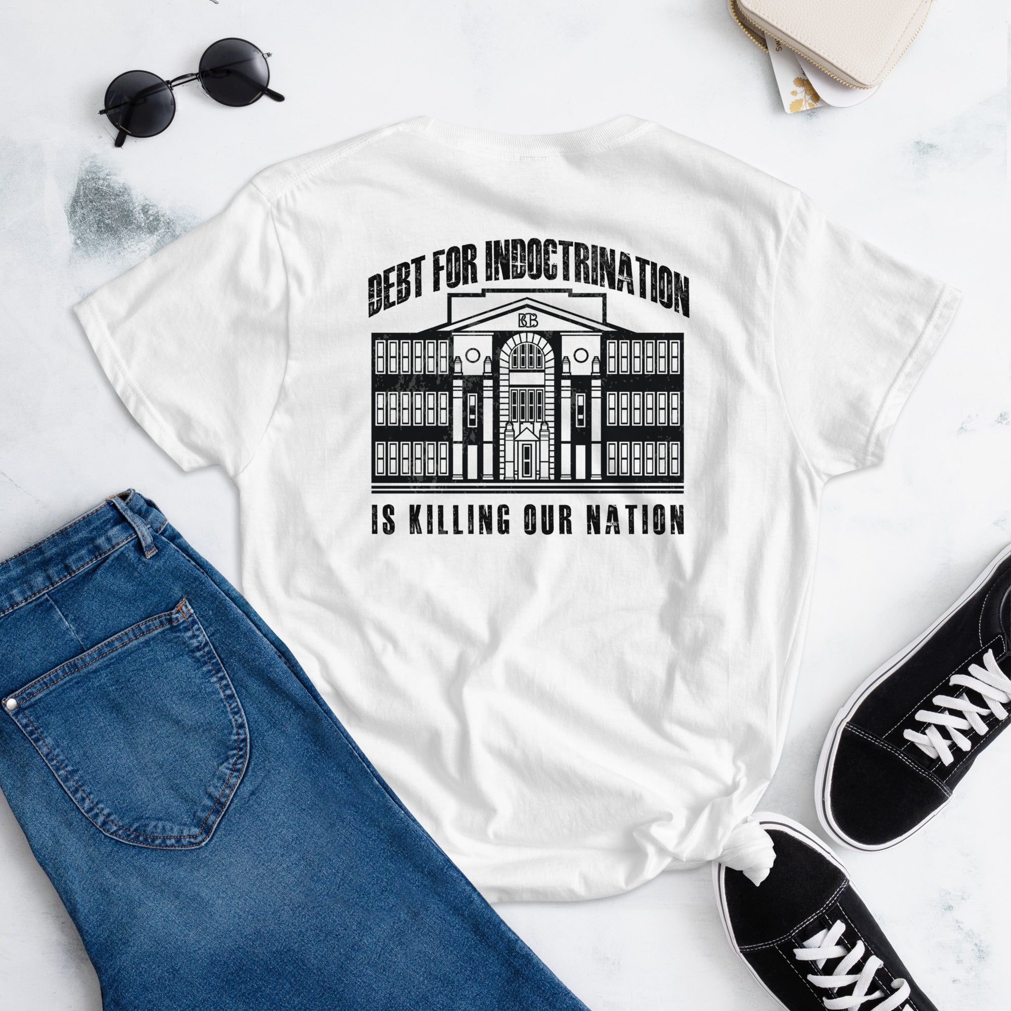 Debt for Indoctrination is killing our nation  I  Women's short sleeve t-shirt